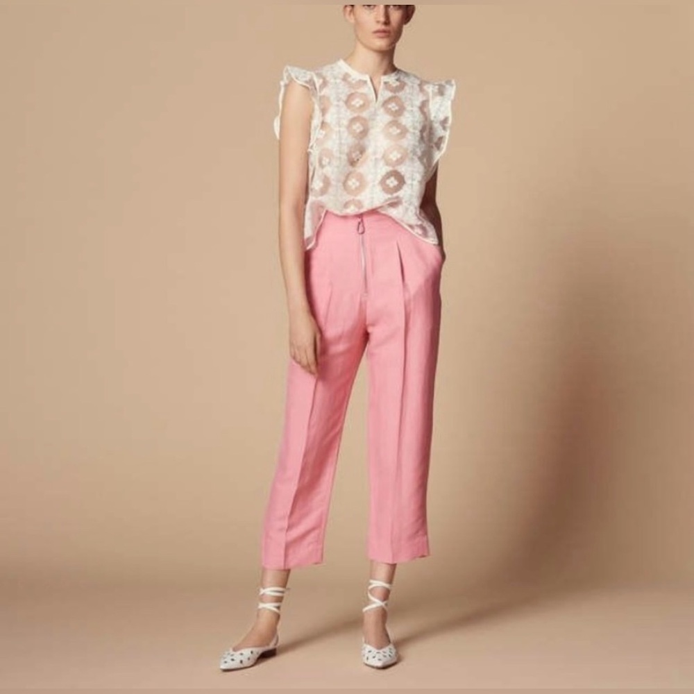SANDRO Hedwige Cropped Straight-leg
Pants pink size S/40
